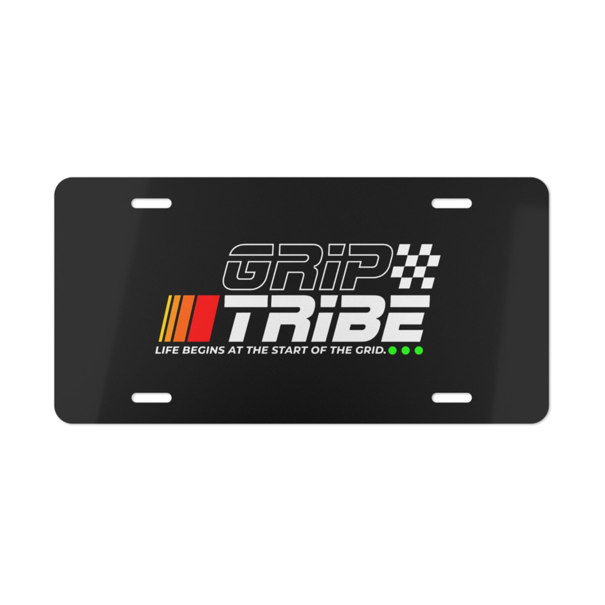 Racing-Themed Vanity Plate - 'Grip Tribe' Design with Inspirational Quote