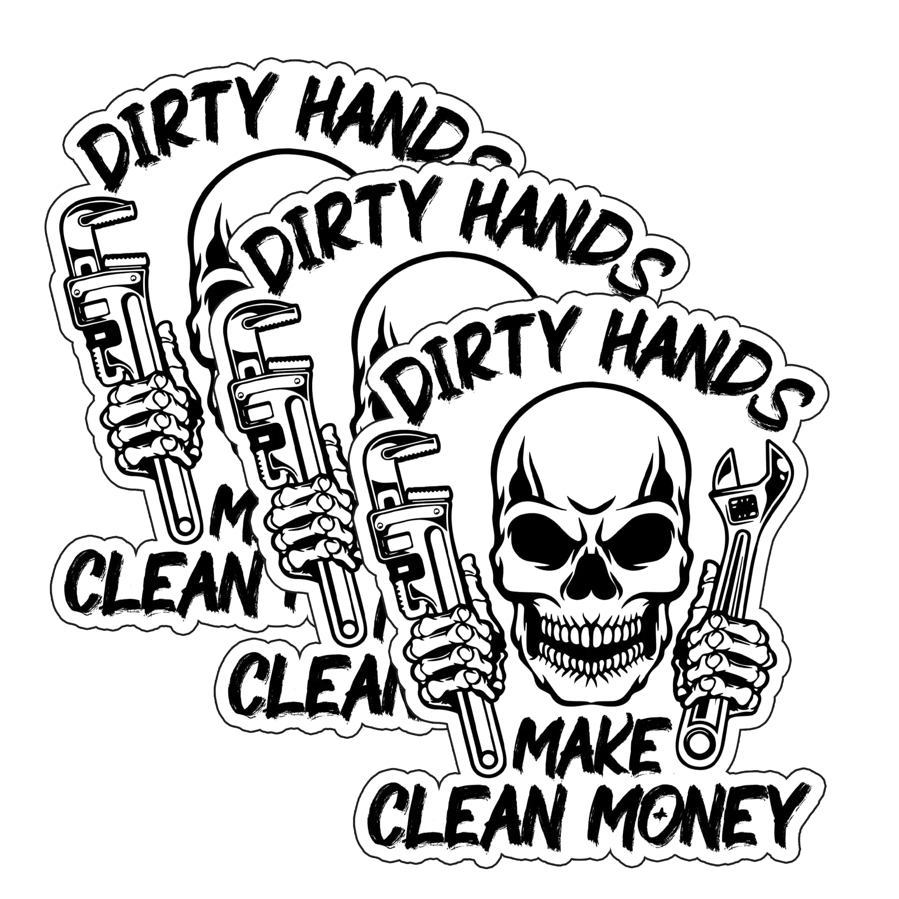 (3PCs) Dirty Hands Make Clean Money Blue Collar Hard Hat Electrician Lineman Vinyl Tool Box Sticker